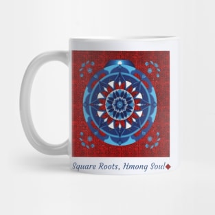 Square Roots, Hmong Soul – Tribal Mandala in Red & Blue Mug